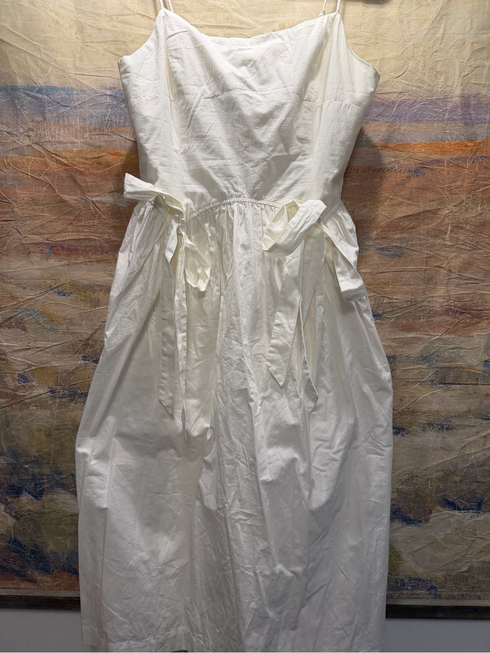 Anthropologie White Tie-Detail Midi Dress